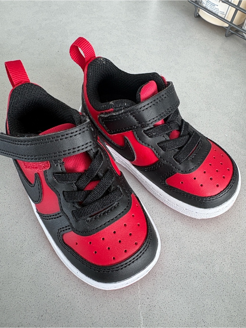 Nike Kids Red and Black Velcro Strap Sneakers NEW